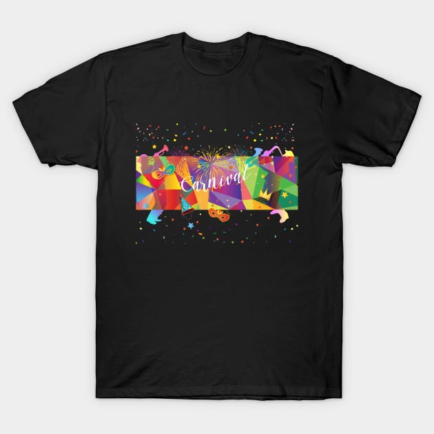 Jazz Musicians. Carnival Festive Arrangement Abstract Contemporary Modern Art Colors Festival Party Decoration. Brazilian, Venetian, Masquerade, Painting T-Shirt by sofiartmedia